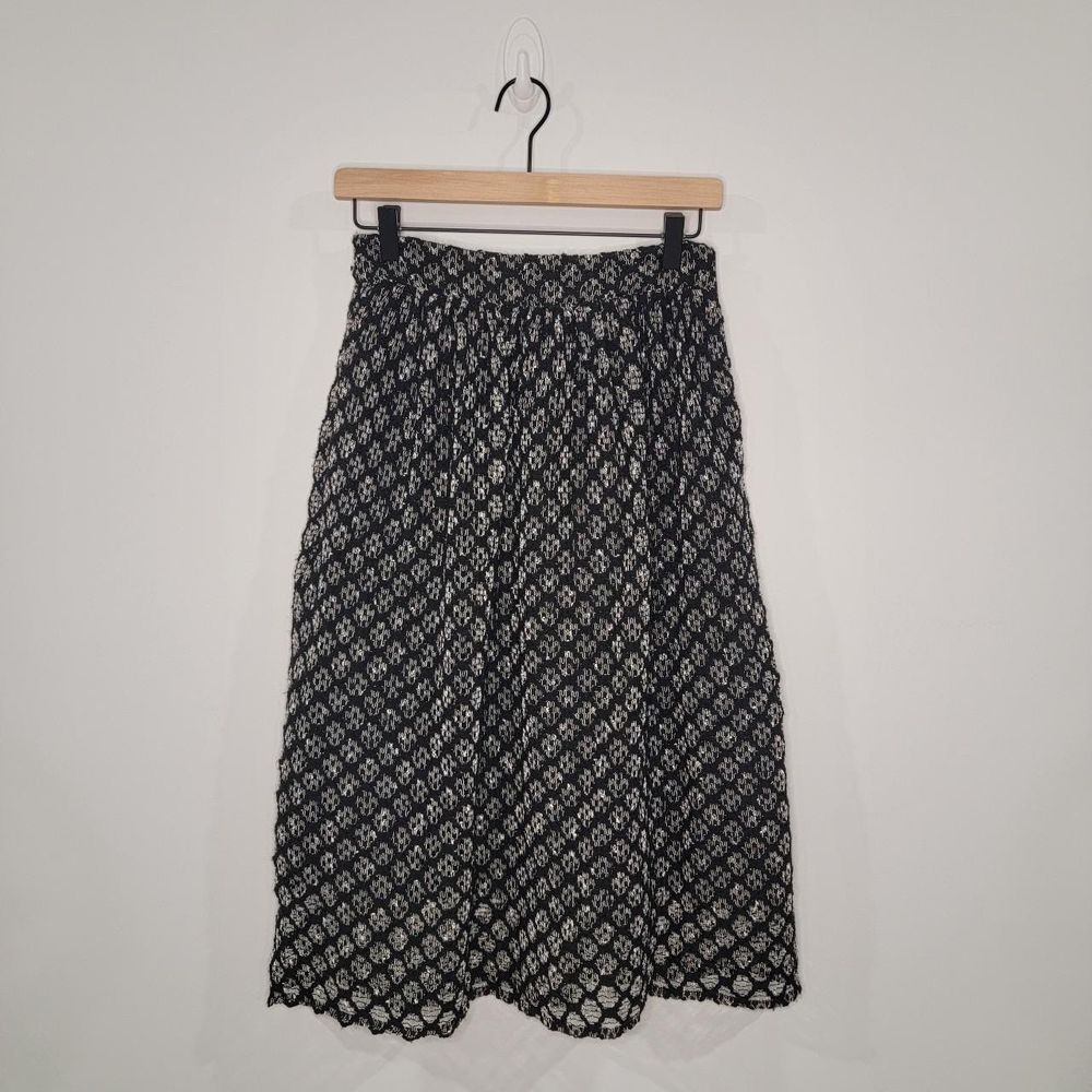 Zara NWOT Black White Diamond Pattern Sheer Midi Skirt Woman Size XS
